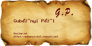 Gubányi Pál névjegykártya